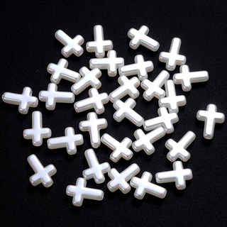 Bộ 50 12x15mm Trắng Chữ Thập Miếng Đệm Hạt Giả Ngọc Trai ABS Hạt Để Làm Diy Trang Sức Làm Vòng Tay Phụ Kiện