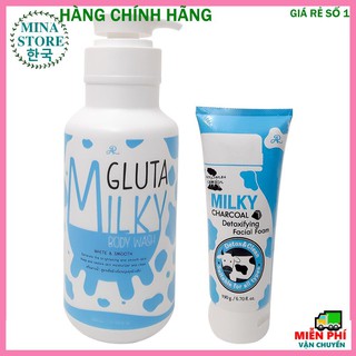 Sữa tắm con bò Sữa tắm con bò Gluta Milky Thái Lan 800ml tặng sữa rửa mặt