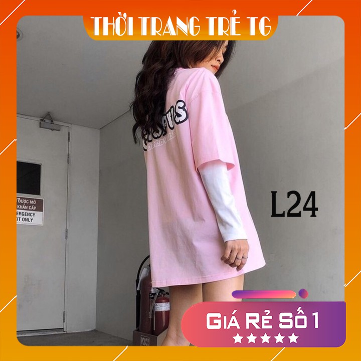 Áo thun 𝑭𝒓𝒆𝒆𝒔𝒉𝒊𝒑 Áo phông form rộng dáng Unisex L24, mặc lớp, nhóm, cặp in chữ CRISPUS WORLD WIDES CPS màu hồng.