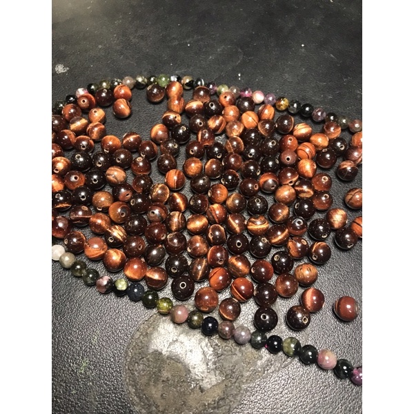 Hạt đá thanh tẩy Bull’s eye nâu đỏ làm HandMade , DIY