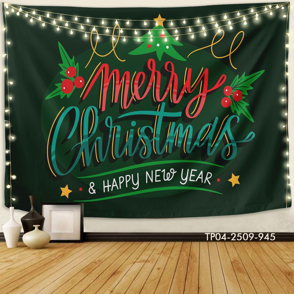 Tranh vải treo tường trang trí GIÁNG SINH, decor NOEL MERRY CHRISMAS, (TẶNG móc treo, miếng dán 2 mặt)