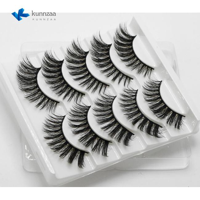 5Pairs 6D Mink Hair False Eyelashes Tools Makeup Extension Beauty Wispy