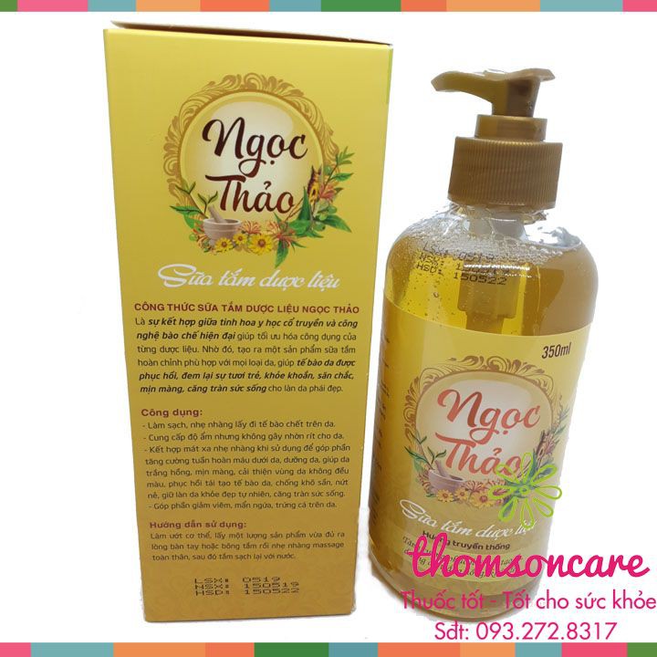 Sữa tắm dược liệu Ngọc Thảo 350ml - Chai có vòi tiện lợi - Tẩy da chết, dưỡng ẩm, giảm mụn lưng trứng cá mẩn ngứa | BigBuy360 - bigbuy360.vn