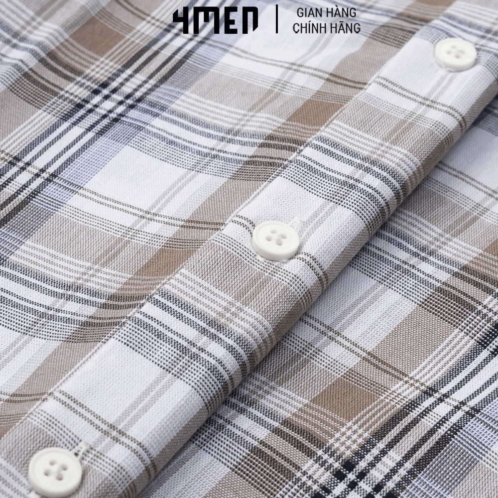 Áo Sơ Mi Nam Regular Caro 4MEN ASM097 cổ bẻ truyền thống, vải cotton thoáng mái, form dáng đẹp, trẻ trung hiện đại