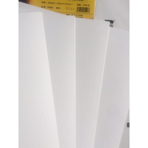 Giấy vẽ Baohong 100% Cotton 300gsm Khổ A3 380*270mm vẽ màu nước,Sơn Acrylic,vẽ màu marker Set 5 tờ