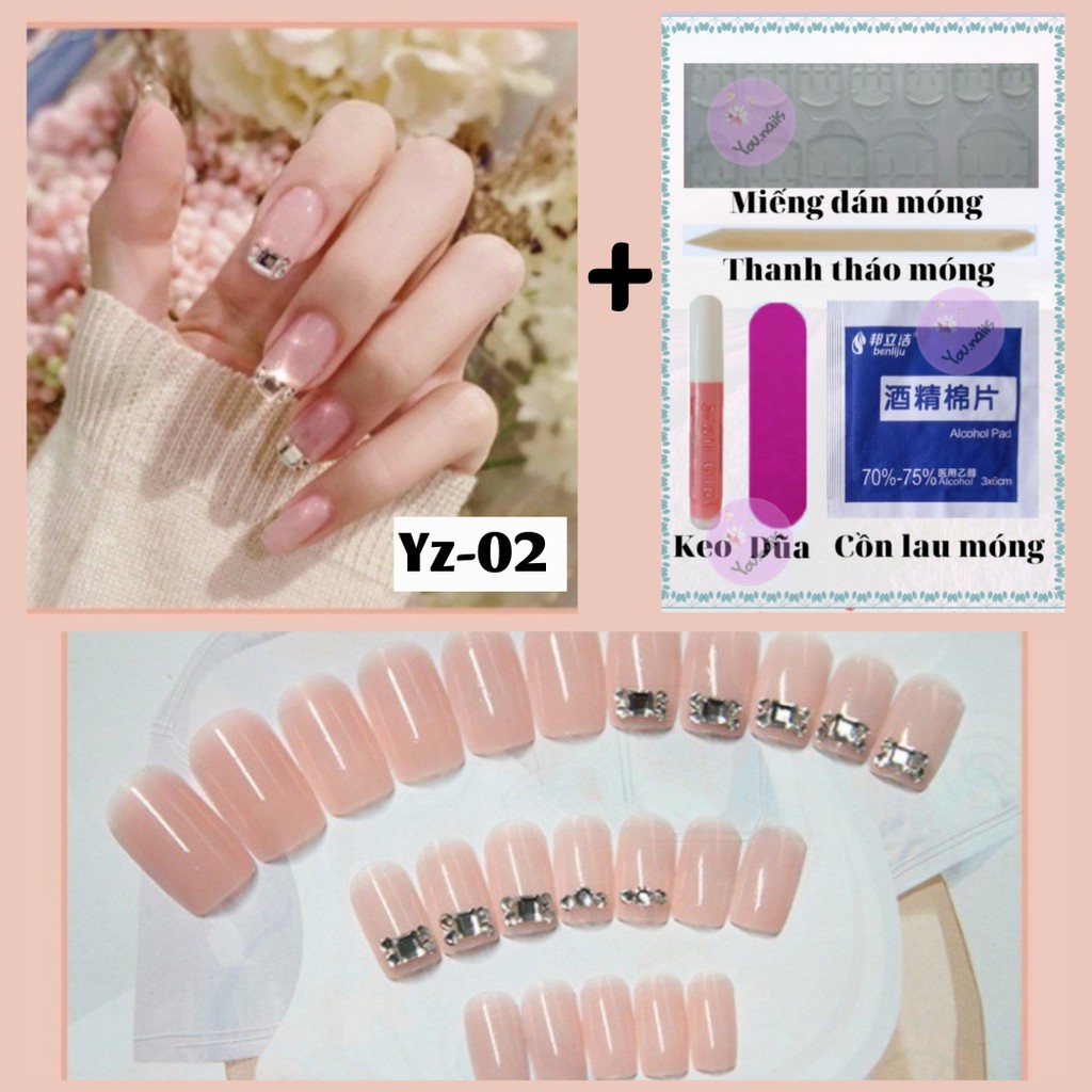 Móng tay giả đính đá kèm keo dài nhọn ngắn YOU NAILS Mã Yz-02