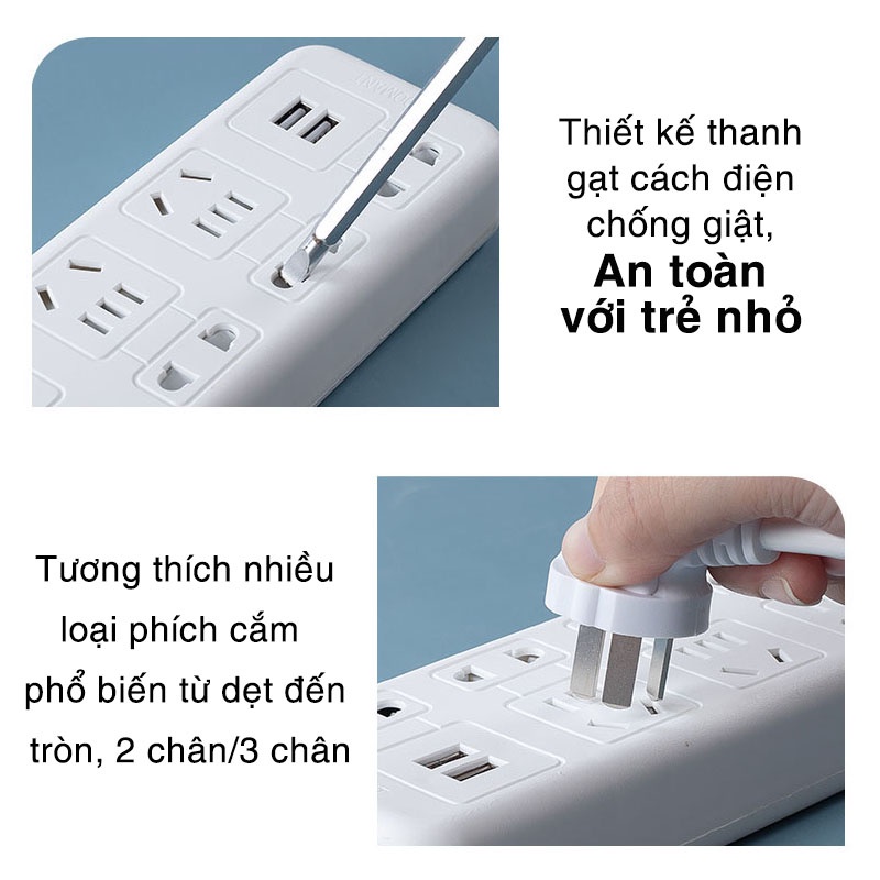 Ổ Cắm Điện Đa Năng Thông Minh Chịu Tải 2500W Bảo Hành 1 Đổi 1 12 Tháng