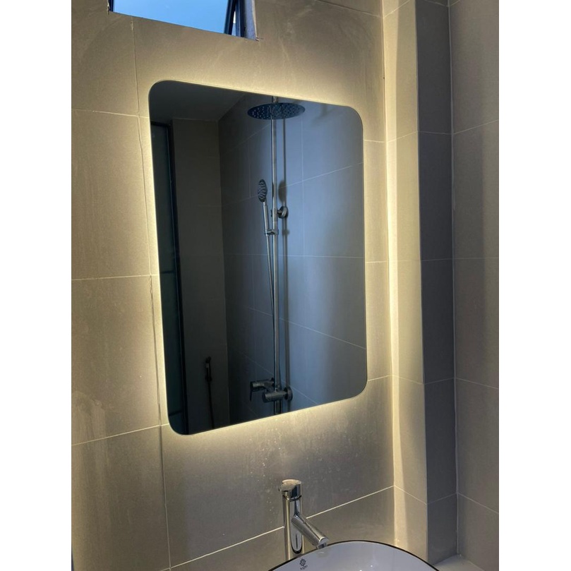 Gương led nhà tắm hình chữ nhật treo tường tính năng cảm ứng 3 màu led hậu kích thước 40x60cm Mirrortoctoc