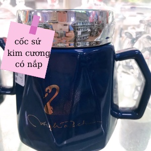CỐC SỨ KIM CƯƠNG CÓ NẮP TRÁNG GƯƠNG