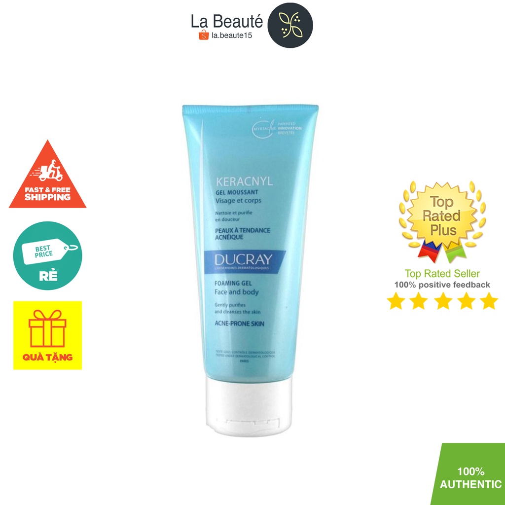 Ducray Keracnyl Gel Mousssant - Gel rửa mặt cho da nhờn và mụn
