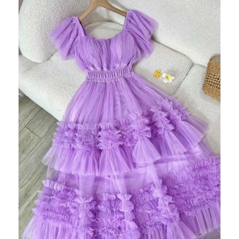 Đầm maxi sống ảo lưới tầng cánh tiên đẹp xuất sắc kèm ảnh thật bà video