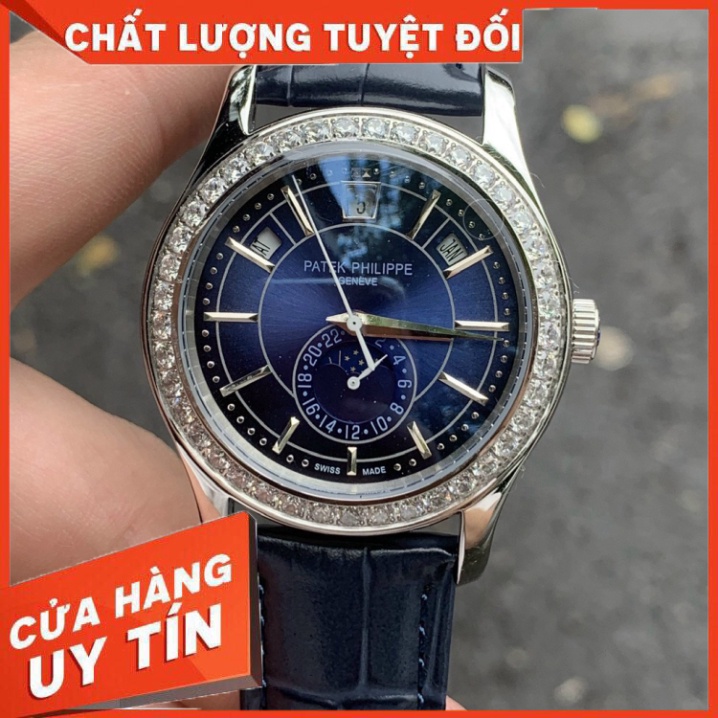 Đồng Hồ Nam Patek Philippe Complications PA35 Case 40mm Viền đá Máy Cơ Automatic Nhật