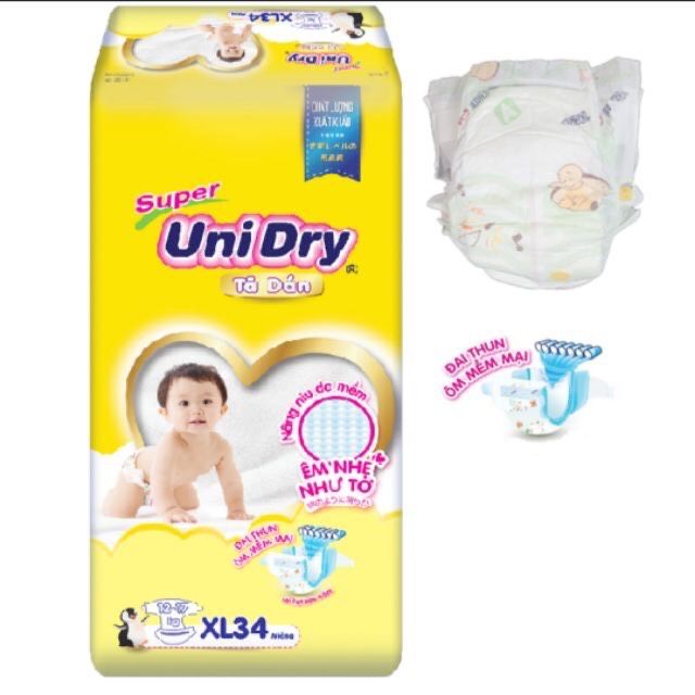 Combo 4 gói tã dán Unidry S46 M42 L38 XL34 miếng