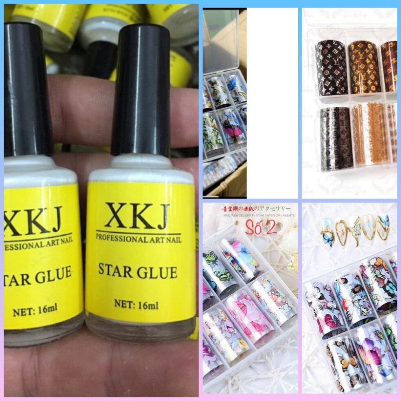 Foil dán móng cao cấp và keo dán Foil