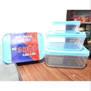 🔥🔥(Mua 10 tang 1) Bộ 3 Hộp Nhựa Tân Lập Thành , hàng tặng từ Pepsi.  12K / bộ 3 sp .