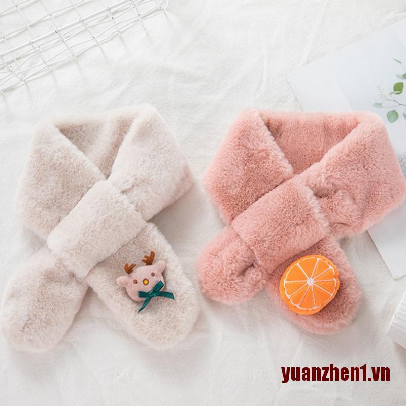 Khăn Choàng Lông Giả Họa Tiết Hoạt Hình Đáng Yêu Thời Trang Mùa Đông Cho Bé