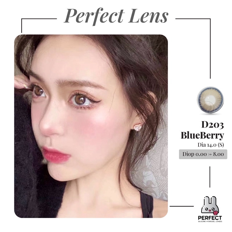 Lens Mắt , Kính Áp Tròng D203 BLUEBERRY Có Độ Cận và Không Độ , DIA 14.0 , Cho Mắt Nhạy Cảm Giá Sale