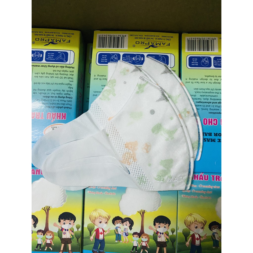 [Trẻ em] Hộp 10 cái và Hộp 50 cái Khẩu Trang 3D Mask Kid Công Nghệ Nhật Bản