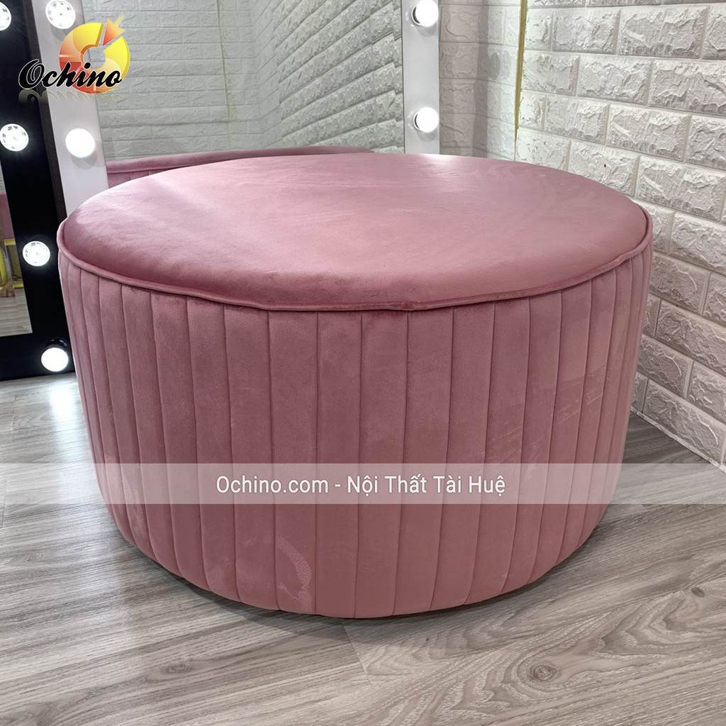 Đôn Tròn, Đôn Nỉ Tròn Sofa, Ghế Đôn Xếp Ly Cách Điệu Đường Kính 80 ( Đủ màu)