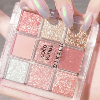 BẢNG PHẤN MẮT DIKALU COCO VENUS 9 Ô MÀU KIM TUYẾN LẤP LÁNH CỰC ĐẸP (VỎ TRẮNG)