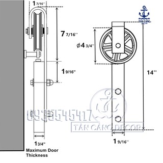 Phụ kiện Cửa Lùa Barn Door Hình Bánh Xe