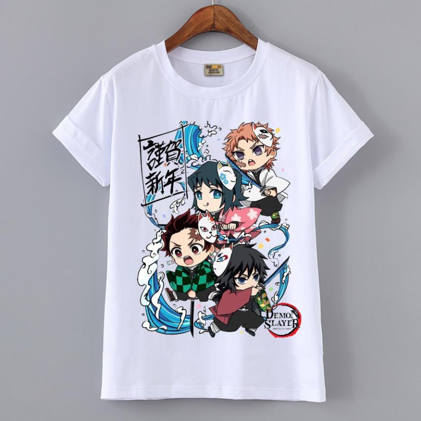 Sale Áo thun Anime in hình Kimetsu no Yaiba Tanjiro Nezuko chibi đẹp