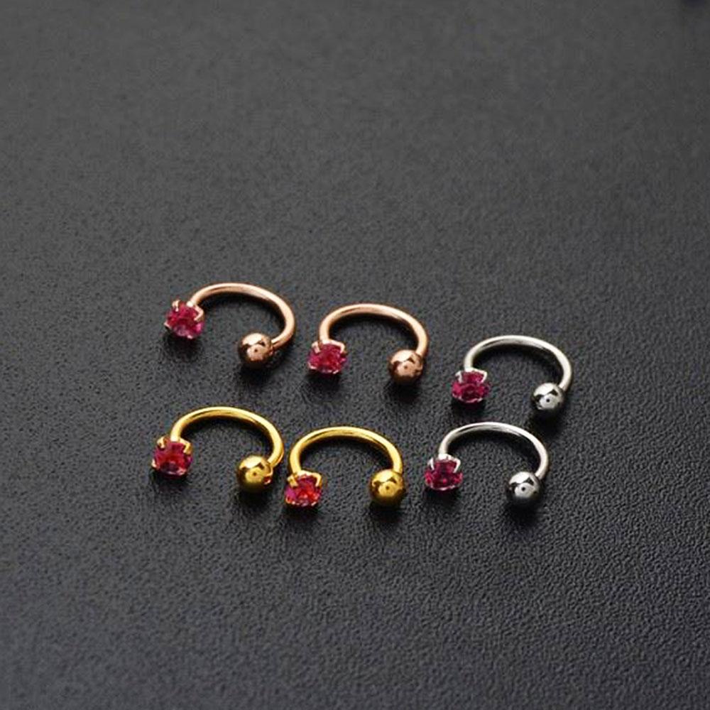 DARON Khuyên Mũi Hình Chữ C Bằng Thép Không Gỉ 6mm / 8mm