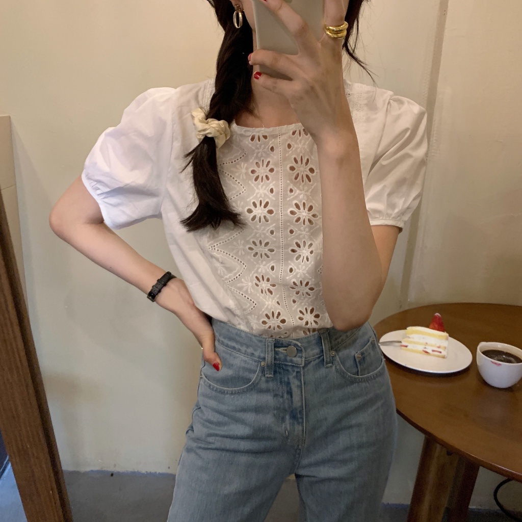 Áo Sơ Mi Tay Phồng Phong Cách Hàn Quốc Cổ Điển Dành Cho Nữ