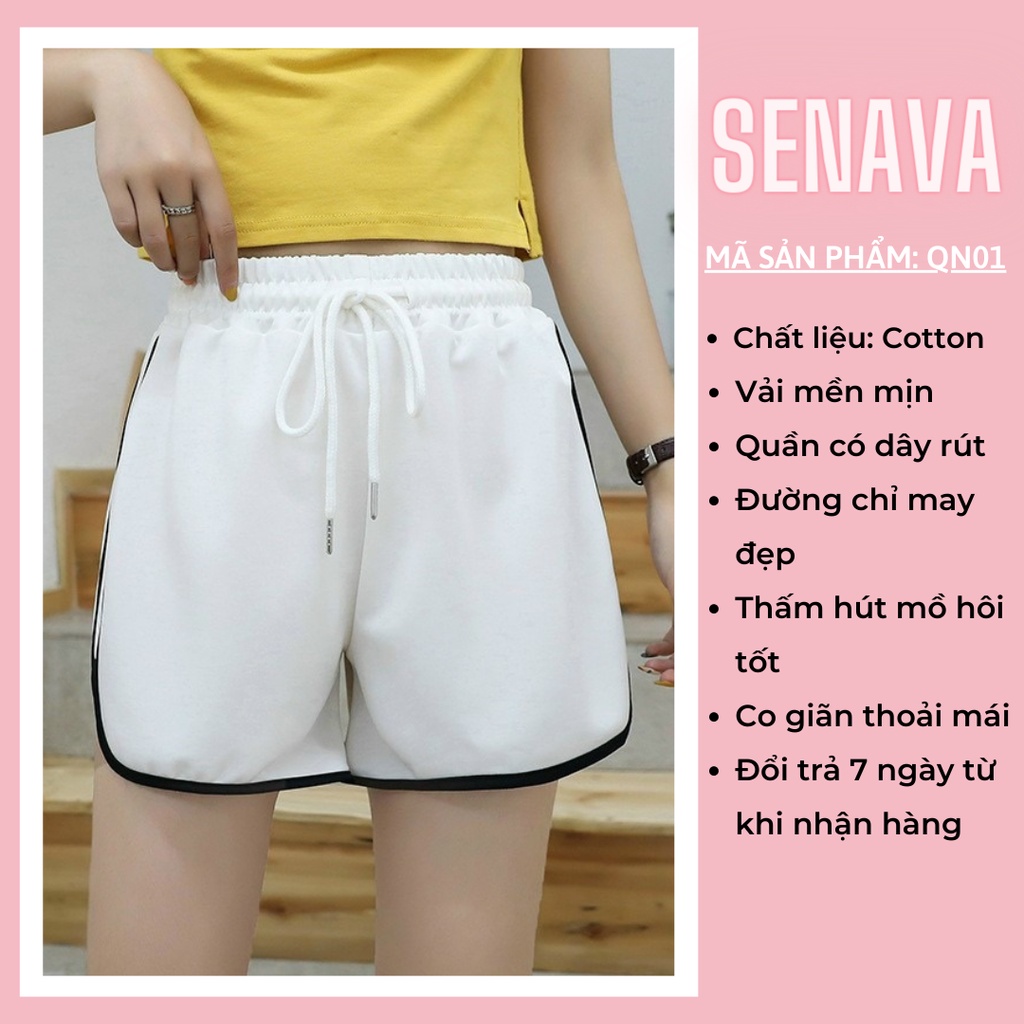 Quần đùi nữ mặc nhà ngủ COTTON ngắn đẹp thể thao SENAVA QN01