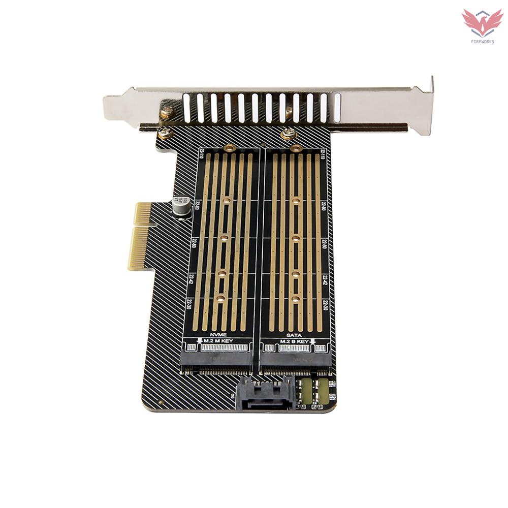 PCI-E X4 to M.2 NVME&NGFF Adapter Card SSD Converter Card Compatible with PCI-E X4/X8/X16 Support NVME SATA Protocols