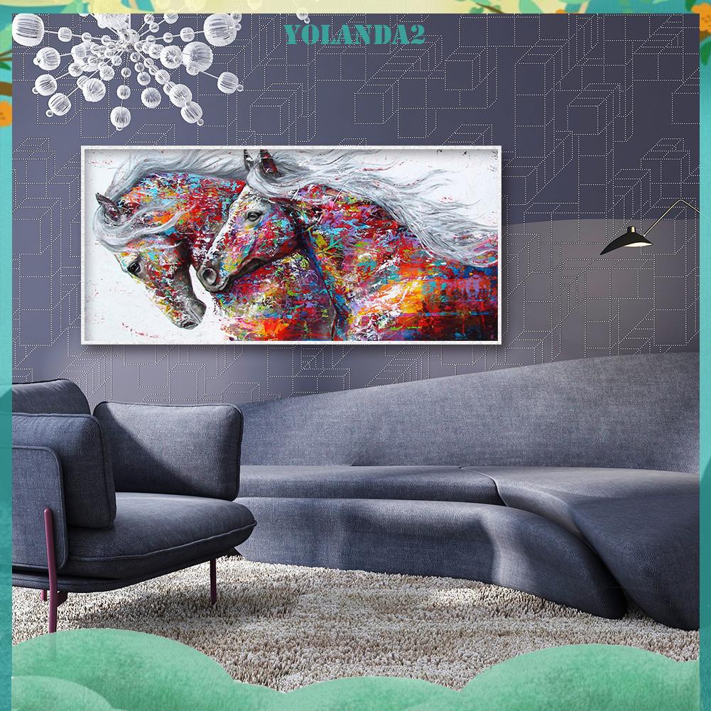 Diamond Painting Colorful Skin Horses Full Round Drill Wall Picture 80x40cm