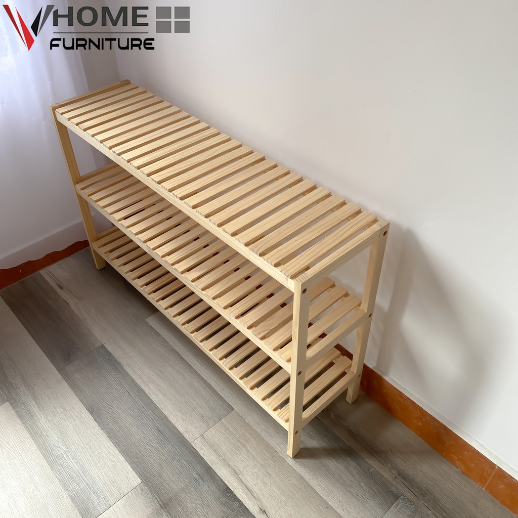 Kệ Giầy Dép Đa Năng Gỗ Thông VHOME Furniture 3 Tầng x 100cm Nội Thất Lắp Ráp