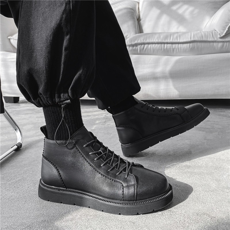 [ HÀNG ORDER ] [Da Xịn Không Nhăn] Giày Martin boots phong cách Harajuku của Nhật (đế cao 3cm.)