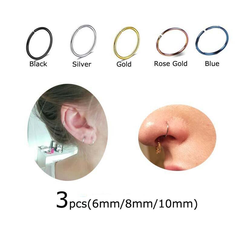 Set 3 Khuyên Mũi Bằng Thép Không Gỉ Cá Tính Sành Điệu