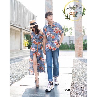 Váy sơ mi đôi in hoa đi du lịch, đi biển, chụp ảnh đẹp A32