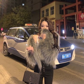 Winter imitation fox fur coat looks thin, young, short, plush coat, loose coat