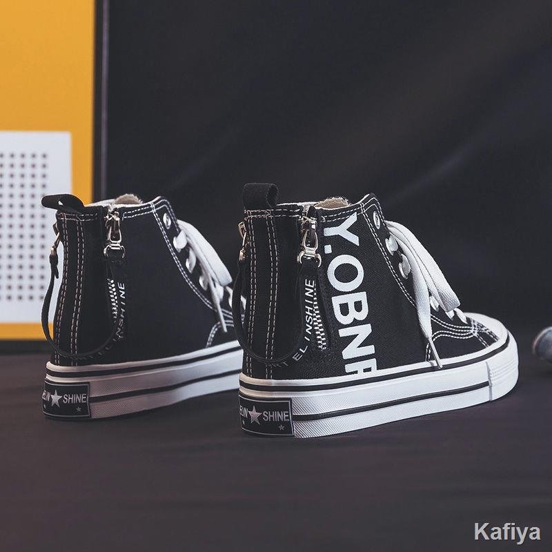 Giày sneaker nữ dây kéo bên vải chất lượng cao phong cách hàn quốc