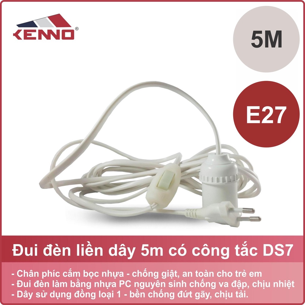 Đui đèn liền dây DS7 có công tắc dây dài 4.5M