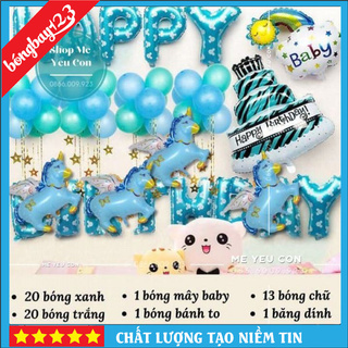 Set Sinh Nhật Trang Trí Cho Bé Trai Tuổi Ngựa, ComBo Sinh Nhật Ngựa Xanh Đáng Yêu 🎁HOT SALE🎁
