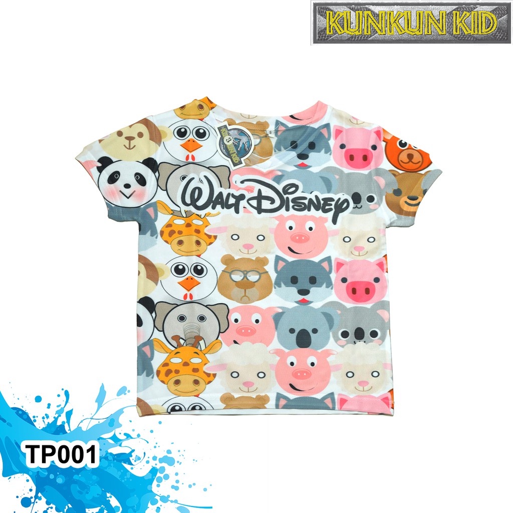 Quần áo bé trai và bé gái unisex chất Thun lạnh in 3d hoạt hình Disney Kunkun Kid TP001