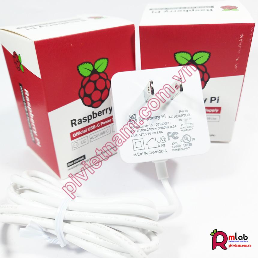 Nguồn chính hãng 5.1V - 3A typeC dành cho Raspberry Pi 4 Model B made in the UK | WebRaoVat - webraovat.net.vn