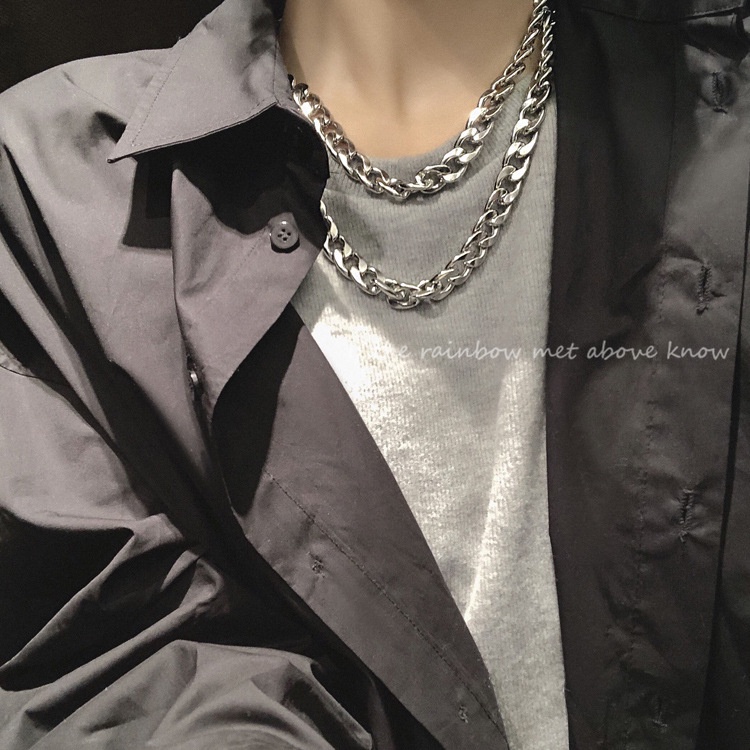 Vòng cổ dây xích bằng thép titan thiết kế đơn giản kiểu hiphop cá tính 191135