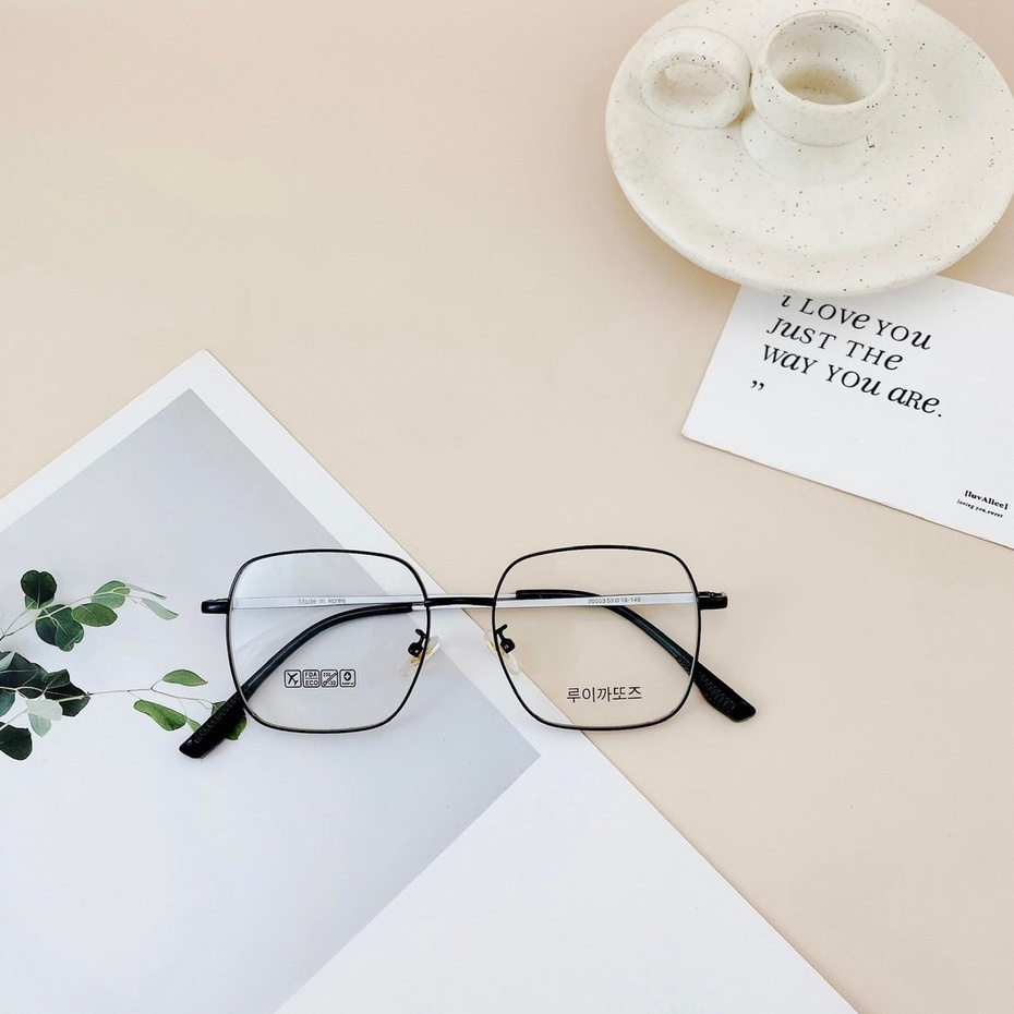 Mắt Kính Gọng Cận Cao Cấp Form Vuông Kim Loại 655 Lyly Phong Cách Ulzzang Siêu Xinh - Hazo