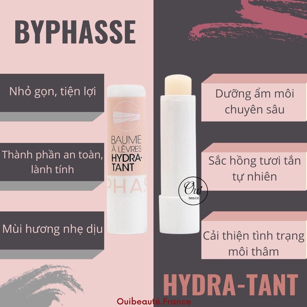 Son dưỡng môi Byphasse Hydra-tant, Son dưỡng ẩm làm mềm mịn môi chuyên sâu 4,8g Ouibeaute