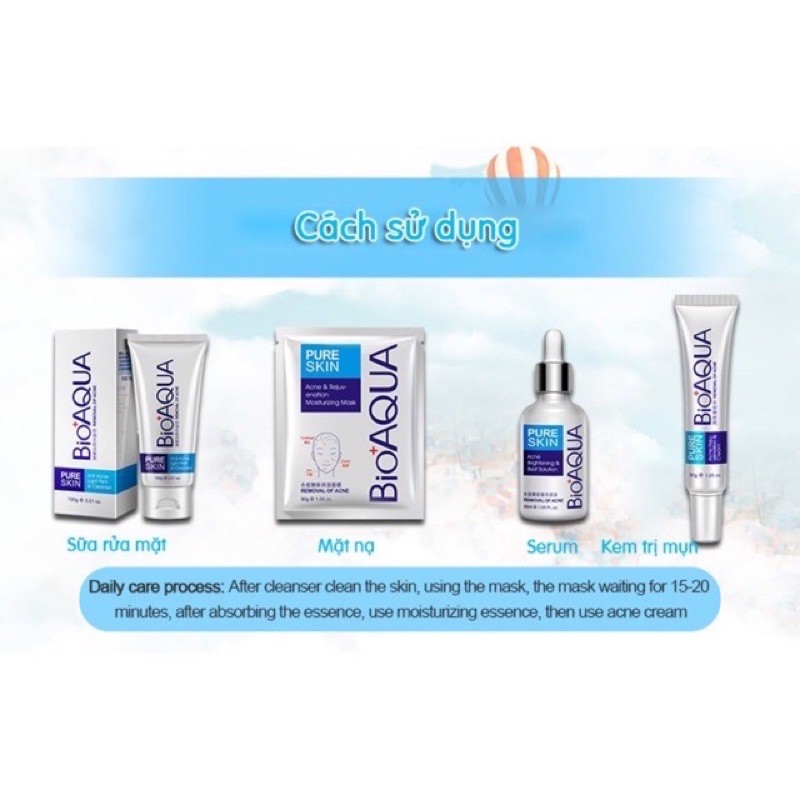 Combo Bộ Mụn 4 món Bioaqua Set mụn Bioaqua