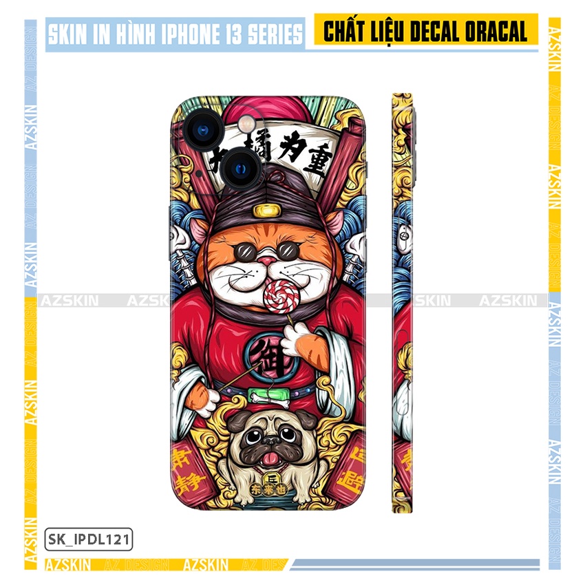 Miếng Dán Skin Mèo IPhone 13 Mini/13/13 Pro/13 Pro Max |SK_IPDL121| Film Oracal Cao Cấp, Cắt CNC, Full Lưng Viền Máy