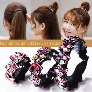 Kẹp búi tóc đính đá lấp lánh hình hoa xinh xắn