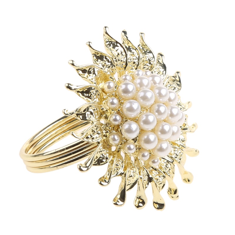 Bộ 6 Vòng Giữ Khăn Ăn Bằng Kim Loại Hình Hoa Hướng Dương Handmade Tiện Dụng