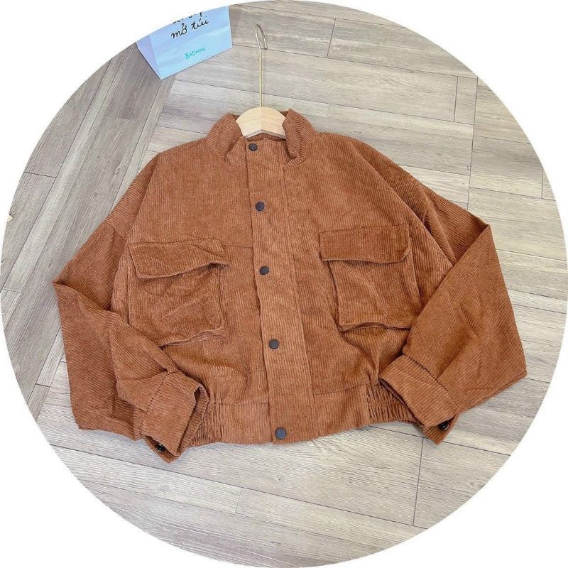 Khoác nhung tăm nút bấm túi hộp - Ảnh thật