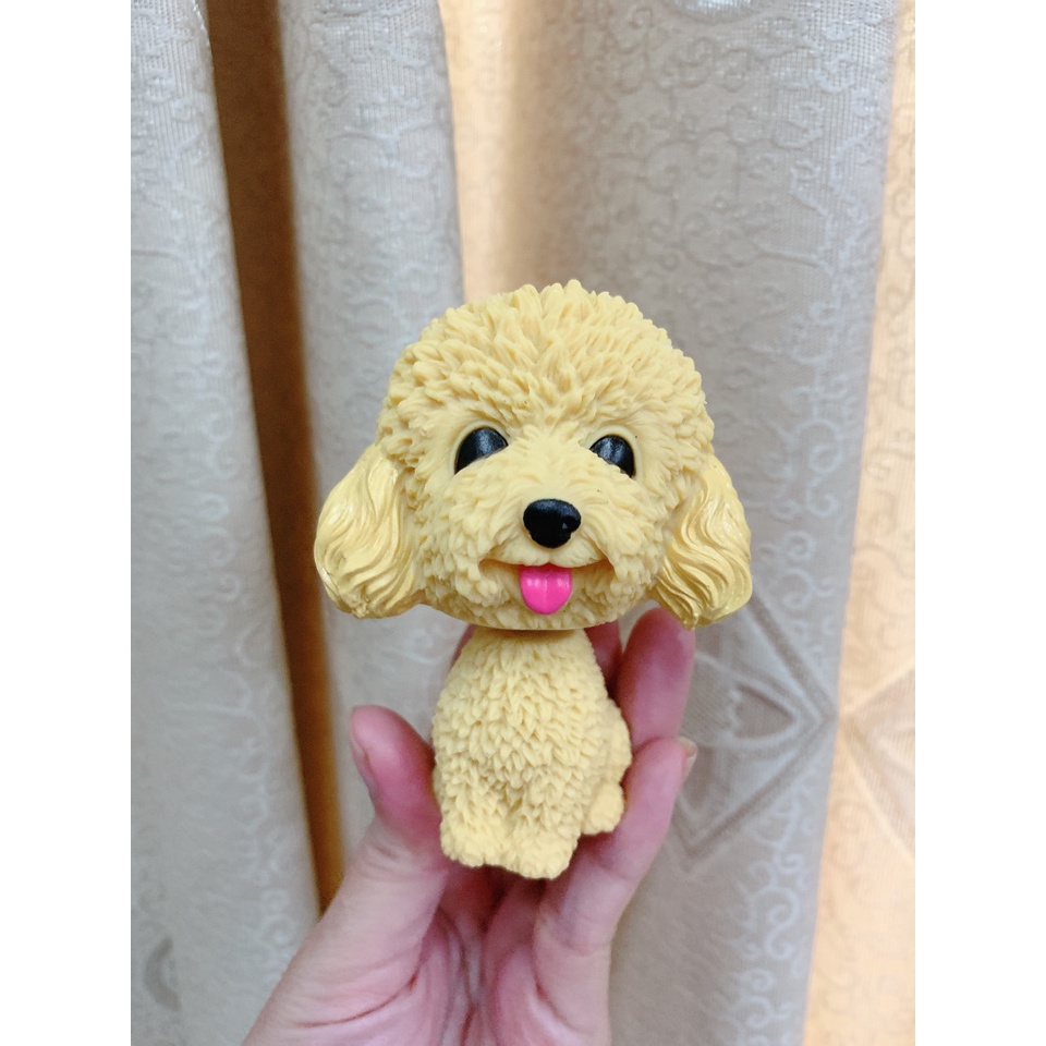 Trang trí chó Poodle vàng nâu (cổ lò xo) - Phụ kiện trang trí bánh sinh nhật